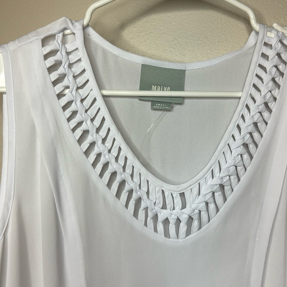 Maeve White Sleeveless‎ Tank Top with Cut Out Detail - Small - Picture 4 of 13